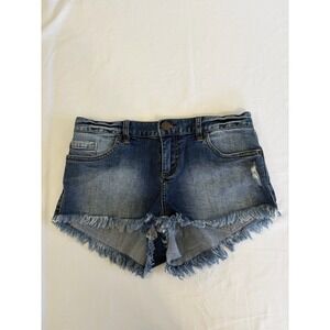 O'Neill Women's Frayed Denim Shorts Sz 5/27 Y2K Low Rise Vintage 2in Inseam